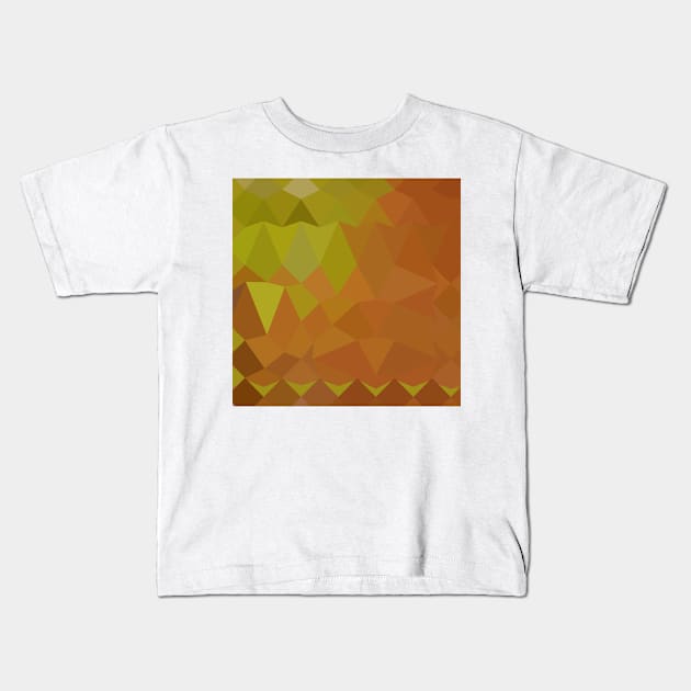 Cocoa Brown Abstract Low Polygon Background Kids T-Shirt by retrovectors